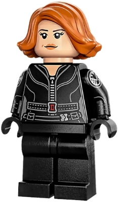 SH851 Black Widow - Black Jumpsuit, Dark Orange Short Hair, Plain Legs, Printed Arms