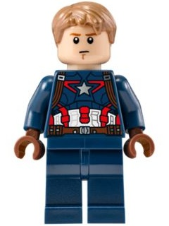 SH184 Captain America - Dark Blue Suit, Reddish Brown Hands, Hair, Dark Orange Eyebrows