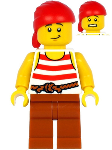 PI187 Pirate - Red Bandana, White Shirt with Red Stripes