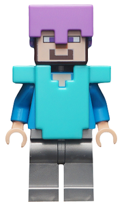 MIN060 Steve (Light Nougat) - Flat Silver Legs, Medium Lavender Helmet, Medium Azure Armor
