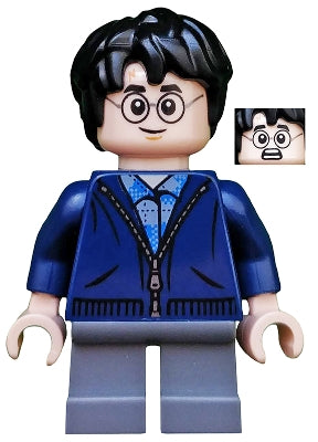 HP153 Harry Potter - Dark Blue Zip Up, Dark Bluish Gray Short Legs