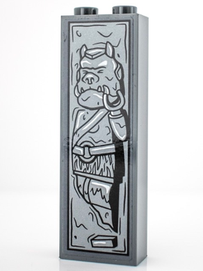 2454pb232 Brick 1 x 2 x 5 with Gamorrean Guard in Carbonite Pattern