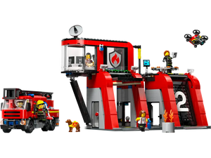 60414 Fire Station with Fire Truck