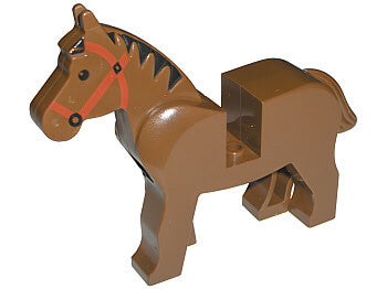 4493c01pb01 Horse with Black Eyes, Red Bridle, Black Mane Pattern