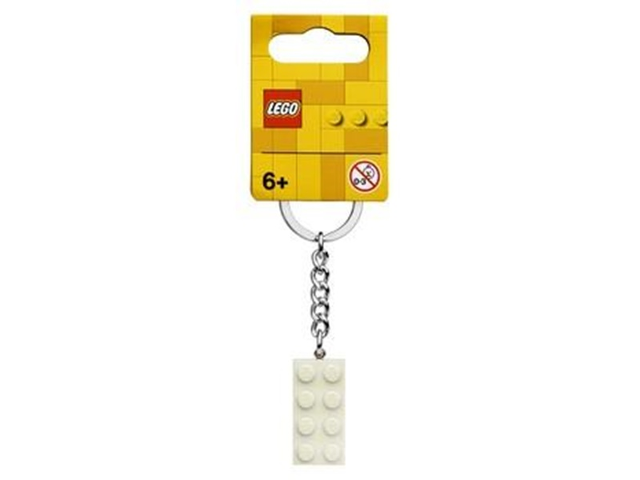 854084 2 x 4 Brick - Iridescent White Key Chain