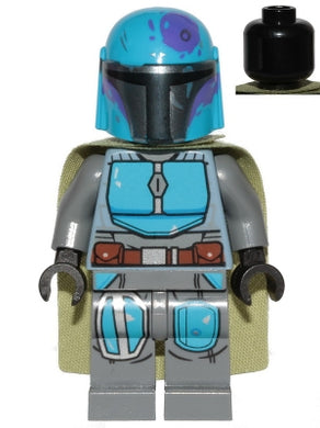 SW1080 Mandalorian Tribe Warrior - Male, Olive Green Cape, Dark Azure Helmet