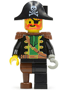 PI055 Captain Red Beard - Brown Epaulettes, Pirate Hat with Skull and Crossbones