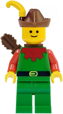 CAS140a Forestman - Red, Brown Hat, Yellow Feather, Quiver