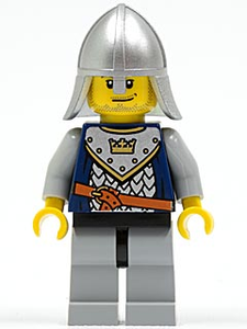 CAS342 Fantasy Era - Crown Knight Scale Mail with Crown, Helmet with Neck Protector, Smirk and Stubble Beard