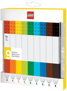 Colored Marker 9 Pack with Building Bricks