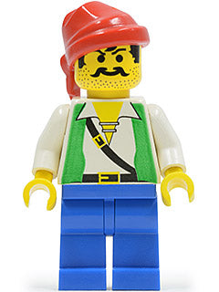 PI052 Pirate Green Vest, Blue Legs, Red Bandana