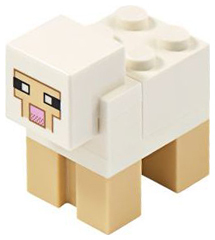 Minesheep07 Minecraft Sheep, White, Brick 2 x 2 on Back - Brick Built