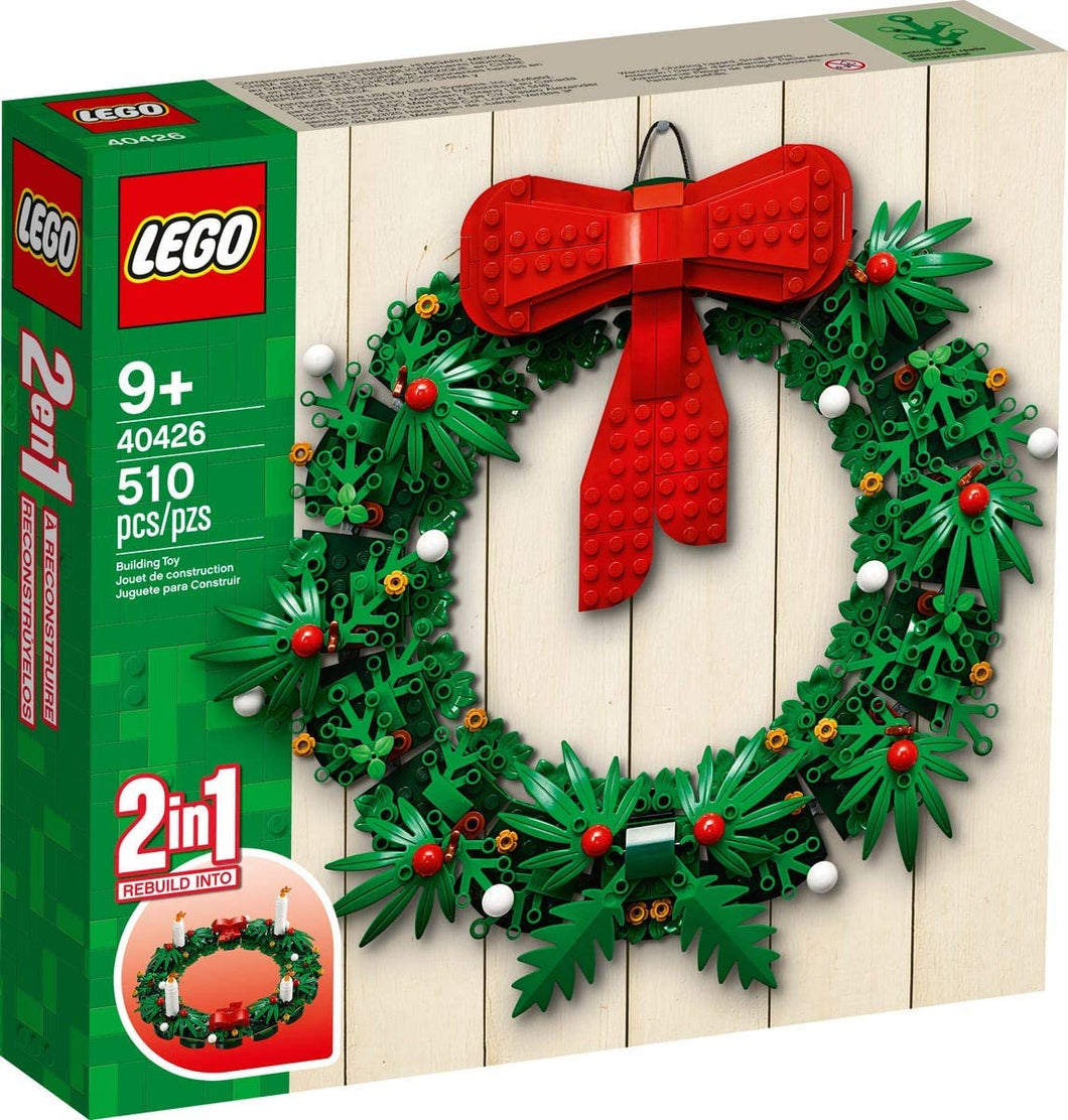 40426 Iconic Christmas 2-in-1 Wreath with Big Red Bow and Advent