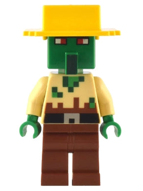 MIN135 Zombie Villager - Tan Torso, Yellow Hat