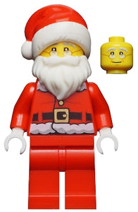 HOL110 Santa, Red Legs, Fur Lined Jacket with Button, Glasses