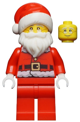 HOL110 Santa, Red Legs, Fur Lined Jacket with Button, Glasses
