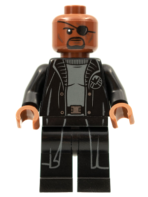 SH585b Nick Fury - Gray Sweater and Black Trench Coat, No Shirt Tail