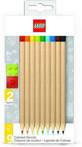 Colored Pencils 9 Pack with 2 Brick Pencil Toppers